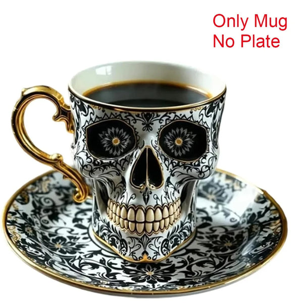 Stylish Resin Skull Coffee Mug Bonehead Design Gothic Tea Cup Set Skull Crusher Coffee Halloween Party