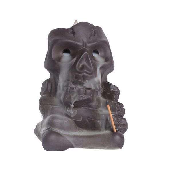 Halloween Skull Backflow Incense Burner Stick Holder