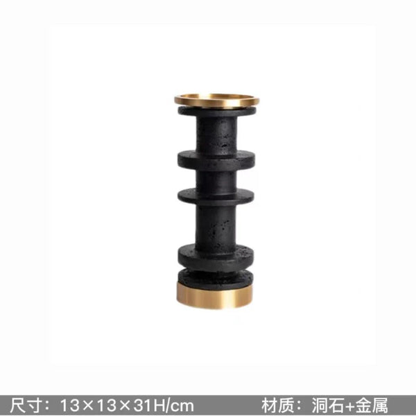 Brown Travertine Candle Holder