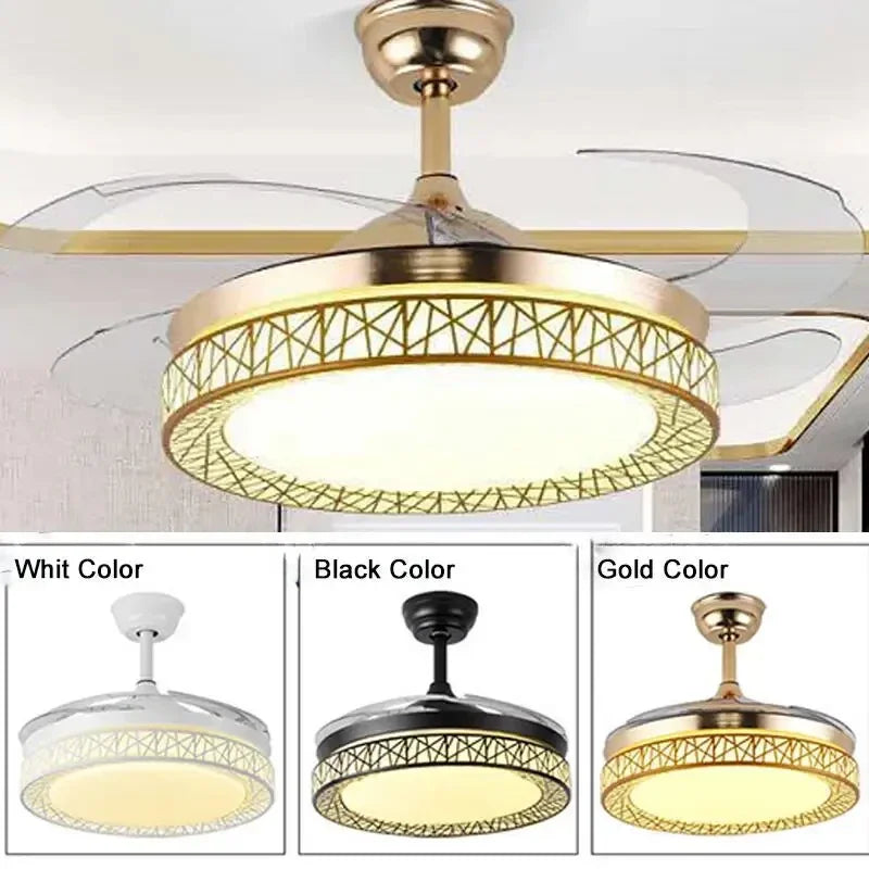 DecorBites™ Gold Ceiling Fan Lights Remote Control 36/42inch Dining Bedroom Living Luminaria Decorbites