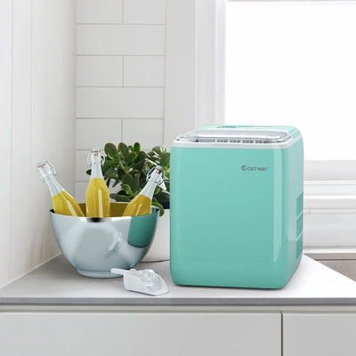 Portable Countertop Ice Maker Machine 44Lbs/24H Self-Clean w/Scoop Mint Green, ice cube maker machine electric , home appliance