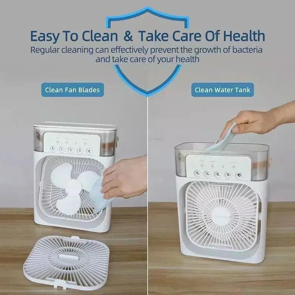 Compact Air Cooler | 3-in-1 Evaporative Cooler Fan with Adjustable Speeds | USB Powered for Personal Comfort