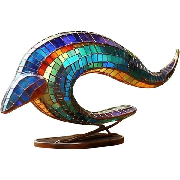 Colorful Hummingbird Craft Statue Desktop Metal Bird Figurine Gift Metal Colorful Desktop Ornament Round Base Home Decor