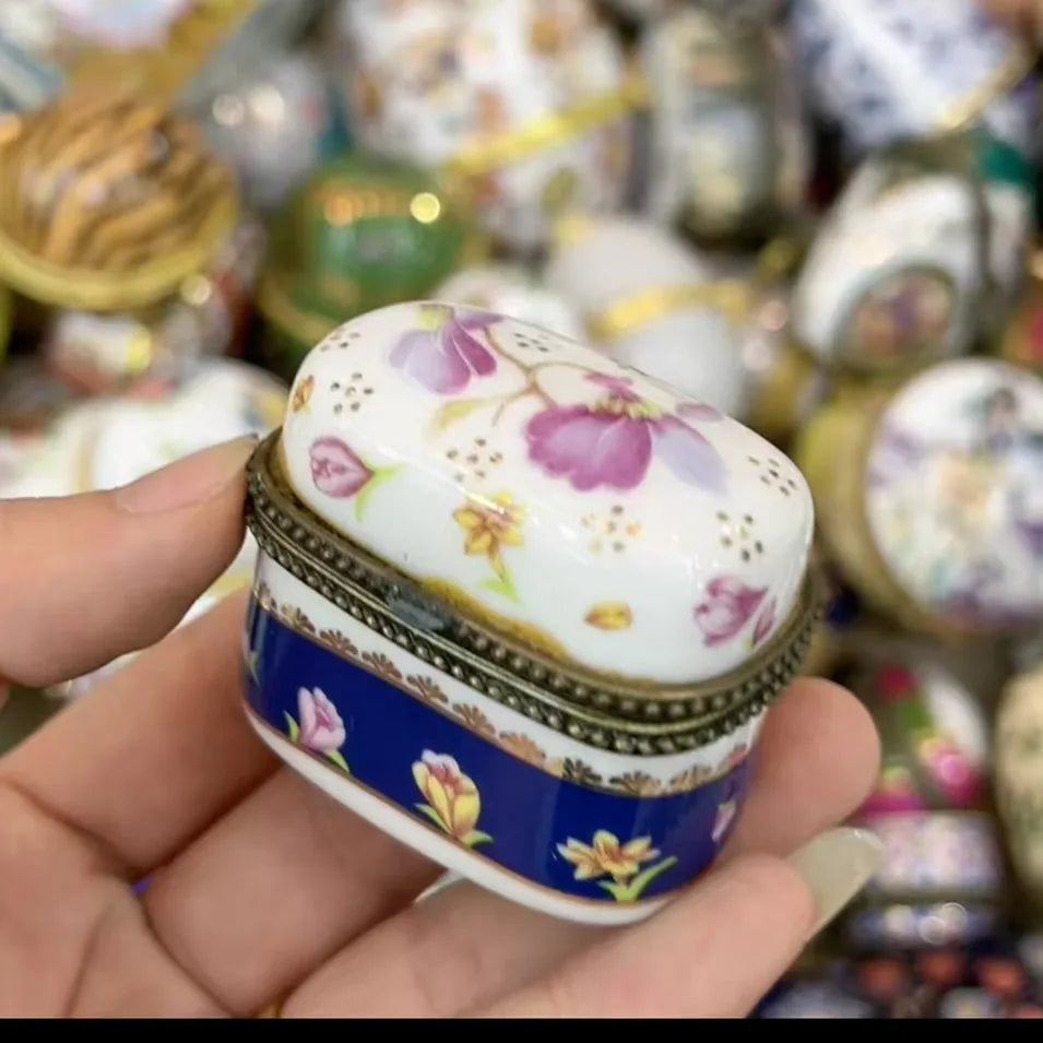 Ceramics Flower Jewelry Storage Box Vase Flower Basket Jewelry Case Storage Jewelry Organizer Display Gifts Home Decor Ornament