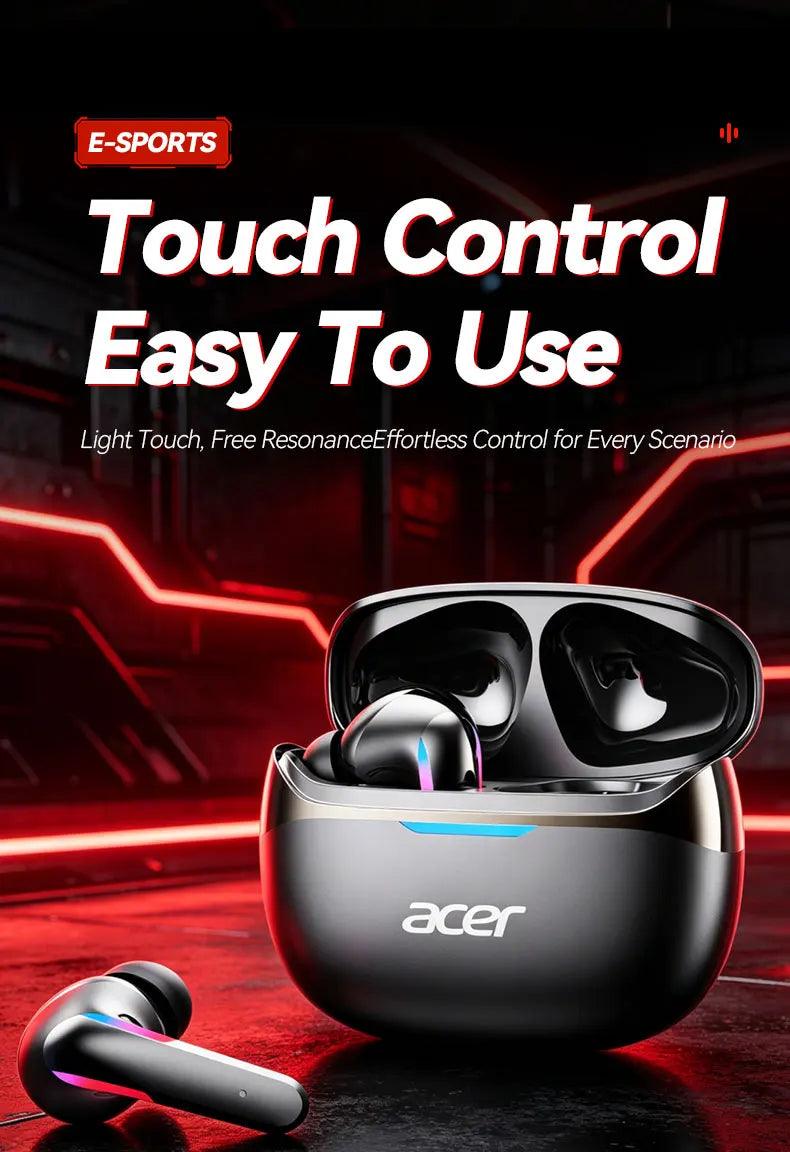Acer Ohr829 Wireless Headphones Bluetooth 6.0 Low-Latency Gaming Headphones Enc Call Noise Reduction Surround Stereo Sound Comfortable to Wear Long Battery Life Compatible with Mobile Phones and Tablets