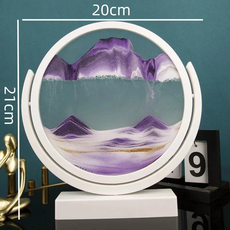 3D Moving Sand Art Painting Hourglass Round Handmade Glass Deep Sea Sandscape Quicksand Craft Sandglass Home Decoration Gifts