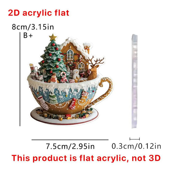 Christmas Coffee Cup Ornaments Coffee Mug Decorative Tree Hanging 2025 Xmas Navidad 2026 New Year Easter Bunny Party Supplies