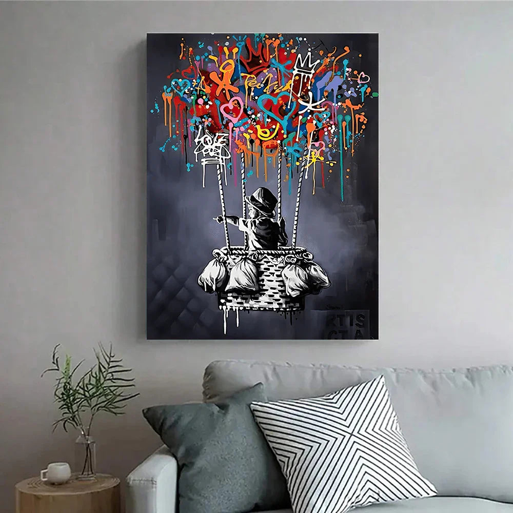 Classic Abstract Wall Art Banksy Street Graffiti Wall Art HD Canvas Print Poster Home Living Room Bedroom Decoration