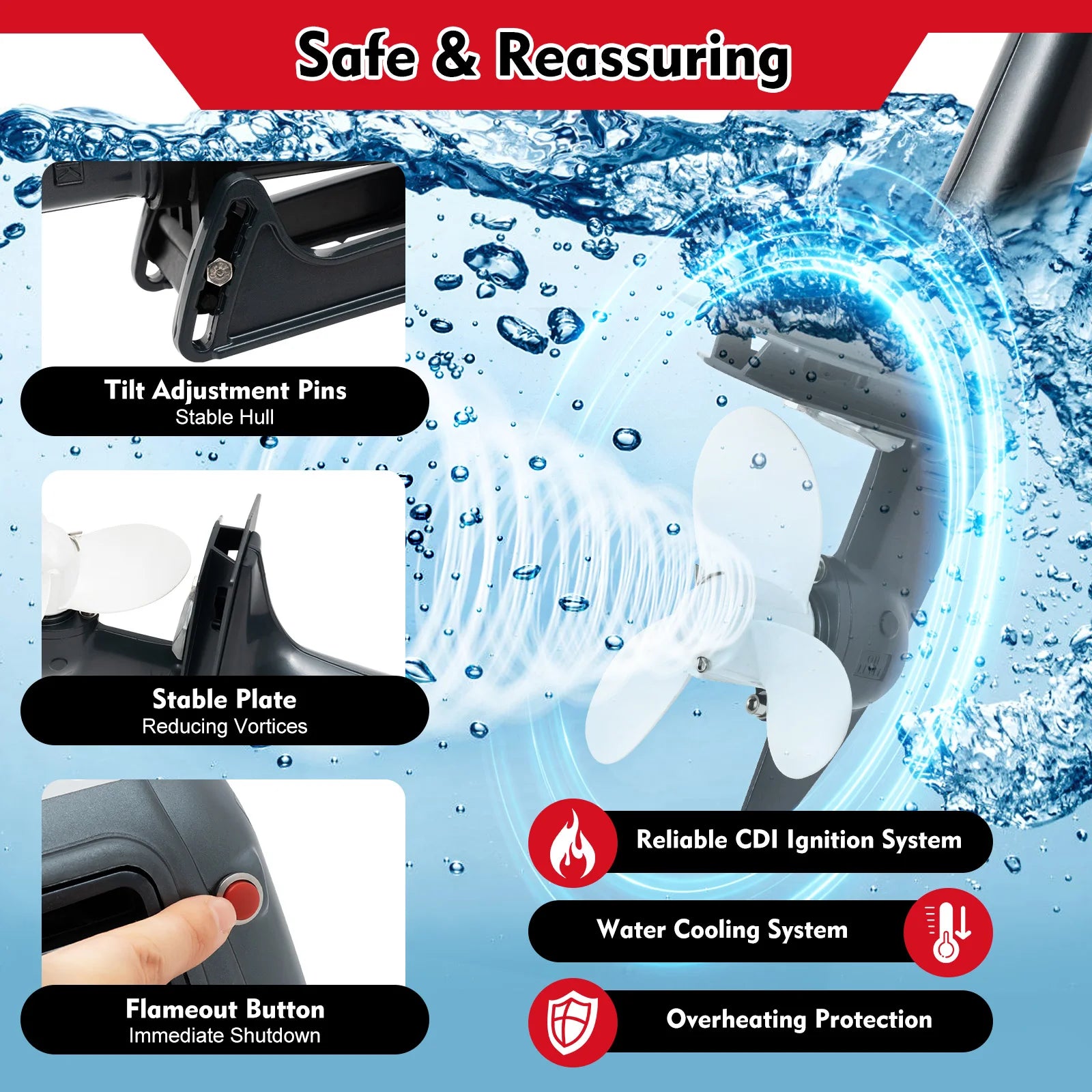 2 Stroke Outboard Motor 3.5 HP Fishing Boat Engine CDI Water Cooling Short-Shaft 2500W Water Cooled Fishing Boat  Engine