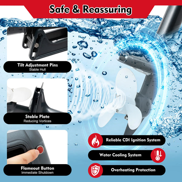 2 Stroke Outboard Motor 3.5 HP Fishing Boat Engine CDI Water Cooling Short-Shaft 2500W Water Cooled Fishing Boat  Engine