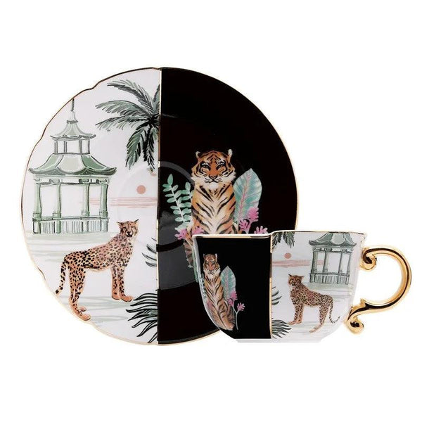 Rabbit Chinese Ceramic Exquisite Classical Coffee Cup and Saucer Set Plate English Afternoon Tea Set Combining Chinese Western