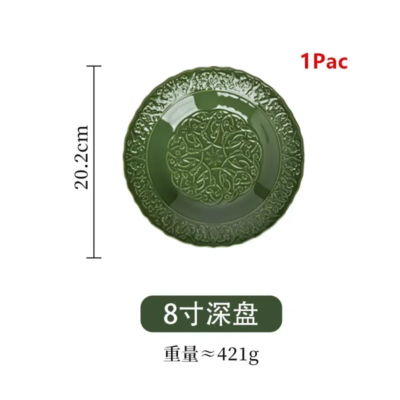 New vegetable plate ceramic fish plate retro tableware set combination