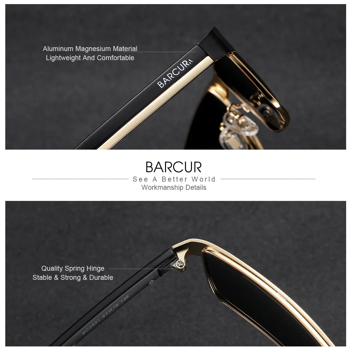 BARCUR Sunglasses Men’s Original Rectangle Fashionable Business Sunglasses – Polarized UV400 Protection for Driving Hiking Sports and Casual Wear – Trendy Fashion Shades Oculos De Sol with Anti-Reflective TAC Lenses