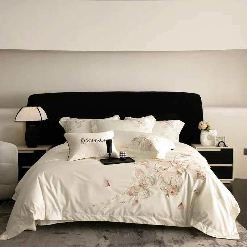 Butterfly Embroidery Cotton Bedding 800TC Queen