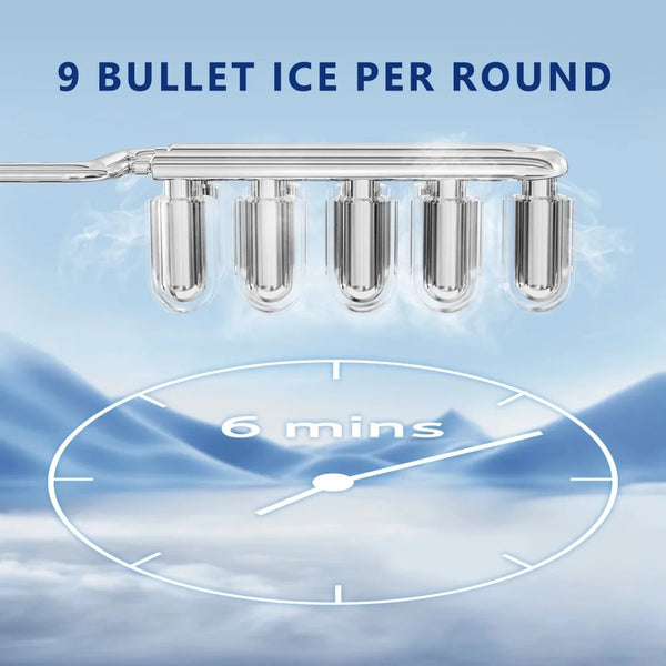 26 lbs/24H Countertop Ice Maker Machine, 9 Bullet-Shaped Ice in 6 Min, Auto-Cleaning home appliance  bar  kitchen