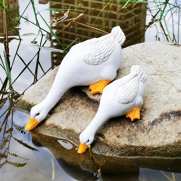Duck Statues Landscape Ornament Farm Animal Simulation Model Statue Toy Chicken Duck Goose Figurine Sculpture Indoor Home Decor