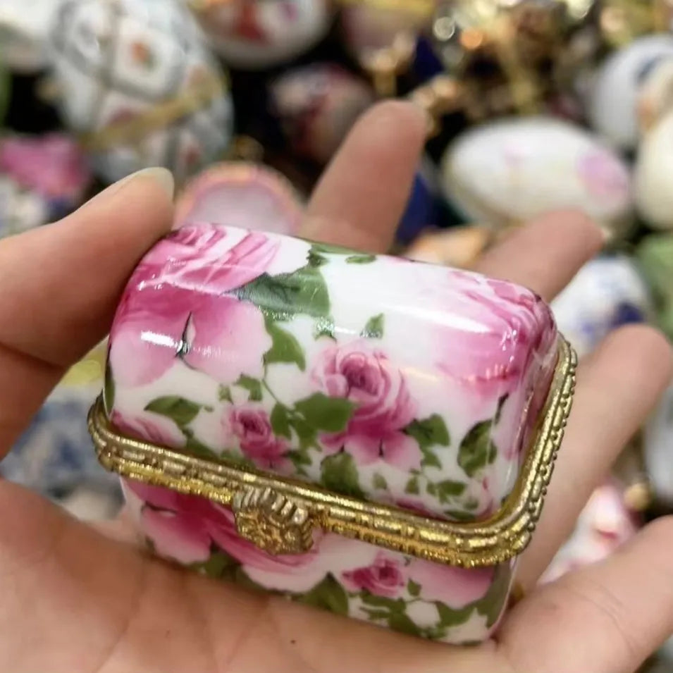 Ceramics Flower Jewelry Storage Box Vase Flower Basket Jewelry Case Storage Jewelry Organizer Display Gifts Home Decor Ornament