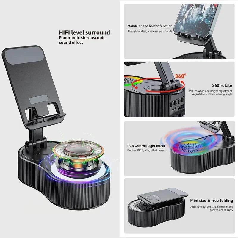 New Cell Phone Holder Stand With LED Light Bluetooth Speaker