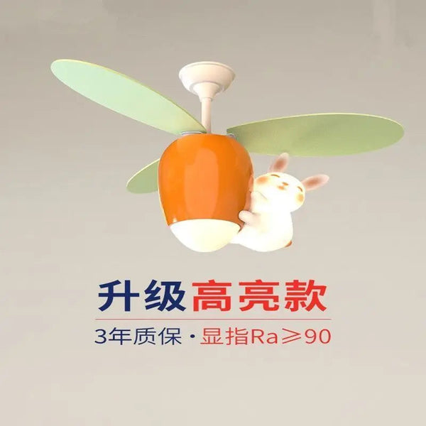 DecorBites™ Kids Room Rabbit Carrot Helicopter Ceiling Fan Lamp Boy Girl Bedroom Decorbites