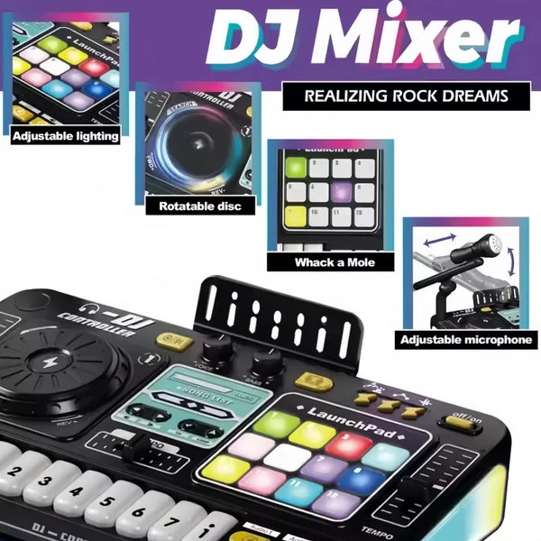 Kids DJ Mixer Controller Toy with Microphone Electronic Music Play Set