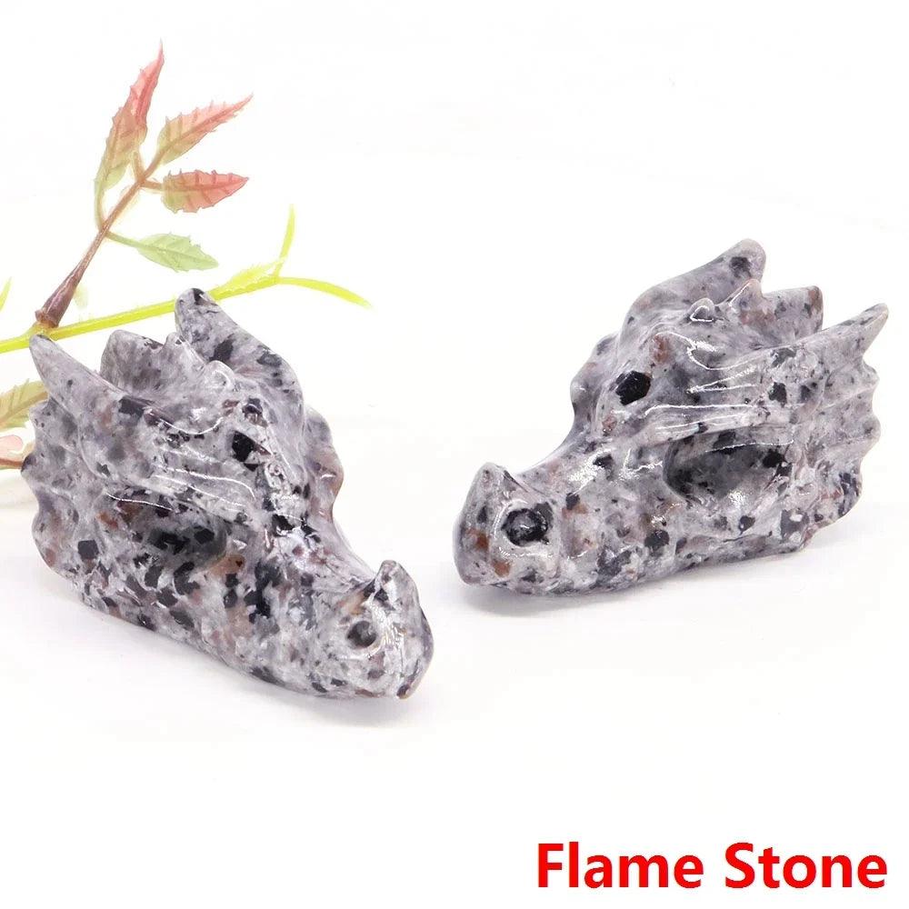 Dragon Head Statue Natural Gemstone - Flame Stone Yooperlite