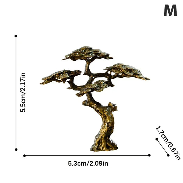 Brass Welcoming Pine Tree Miniature Figurine Copper Faux Tree Decor for Bonsai Tree Statues Miniature Landscape Decorations