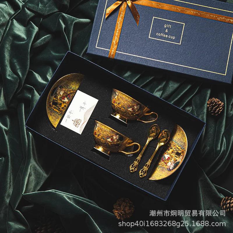 European coffee cup saucer bone china high value gift box set gift ceramic cup tea set afternoon teacup gift