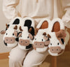 Plush Cartoon Cow Slippers for Warm Cozy Indoor Comfort