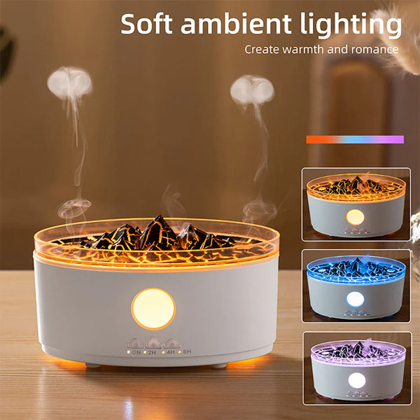 Volcano Aromatherapy Diffuser | Flame & Jellyfish Mist | 300ml