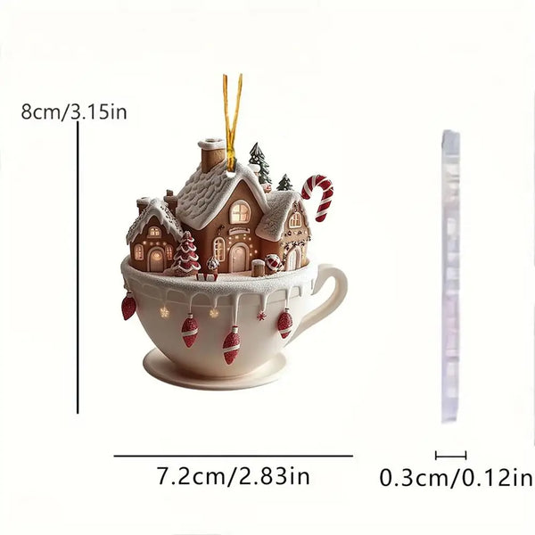 Christmas Coffee Cup Ornaments Coffee Mug Decorative Tree Hanging 2025 Xmas Navidad 2026 New Year Easter Bunny Party Supplies