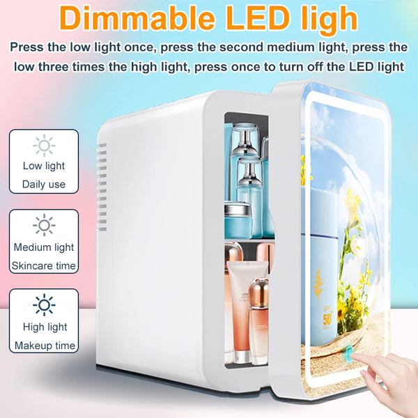 6L mirror beauty makeup refrigerator skin cosmetics skin care mask hot and cold storage portable LED mini refrigerator