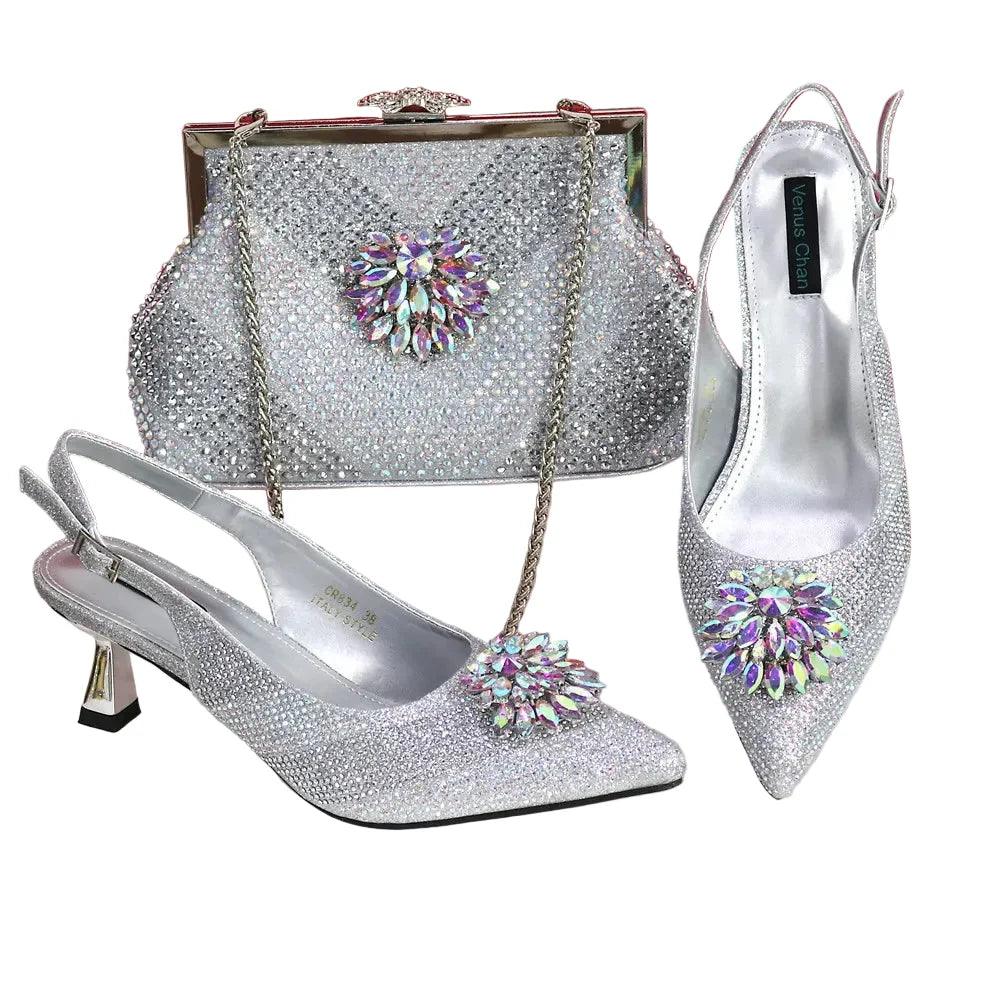 New Rhinestone Shoe & Bag Set HGT321