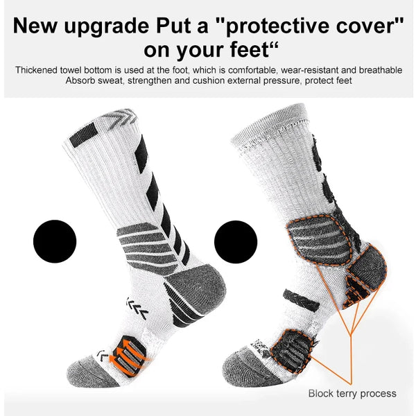 3Pairs Athletic Sport Running Socks Breathable Mesh Thick Compression Sweat Absorb Professional Basketball & Cycling Socks