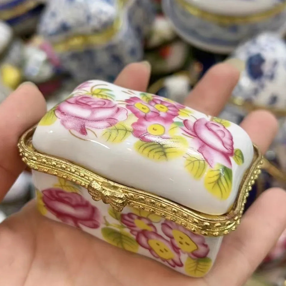 Ceramics Flower Jewelry Storage Box Vase Flower Basket Jewelry Case Storage Jewelry Organizer Display Gifts Home Decor Ornament