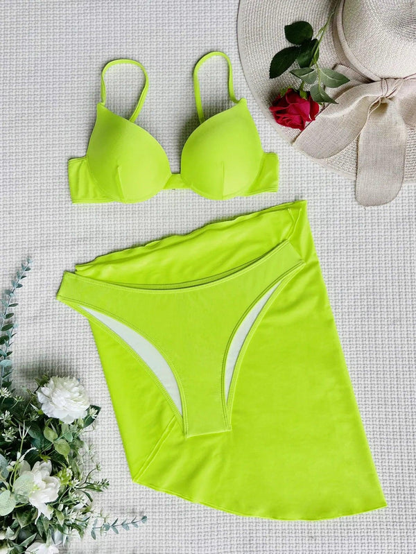 Women solid push up underwire three piece set - Sexikinis Swim - Gifts for You 'n Me
