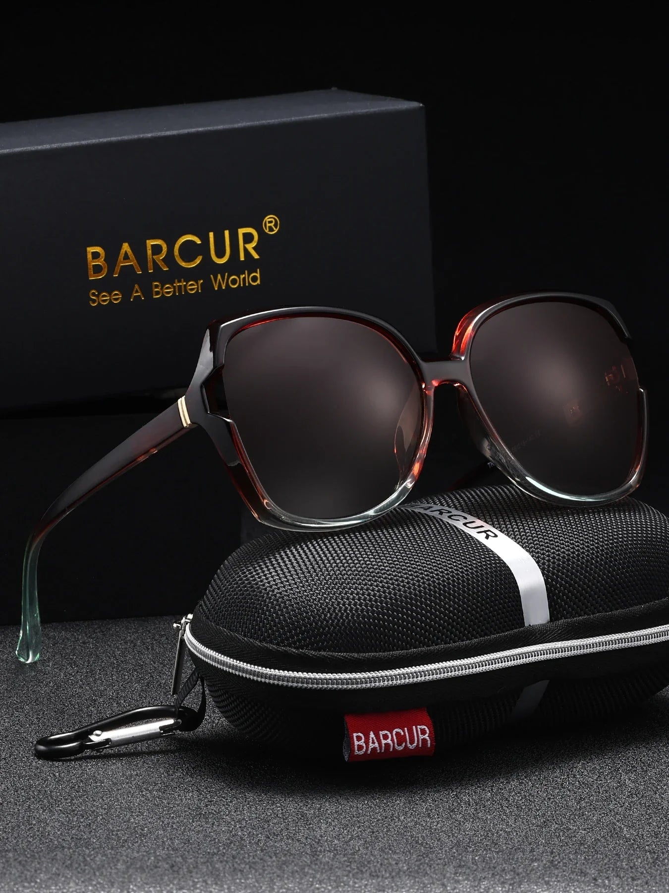 BARCUR Oversized Square Polarized Sunglasses for Women – Fashion Gradient Lens Summer Eyewear with UV400 Protection – Lightweight PC Comfortable Frame Trendy Street Style Shades for Summer Shopping Beach & Travel