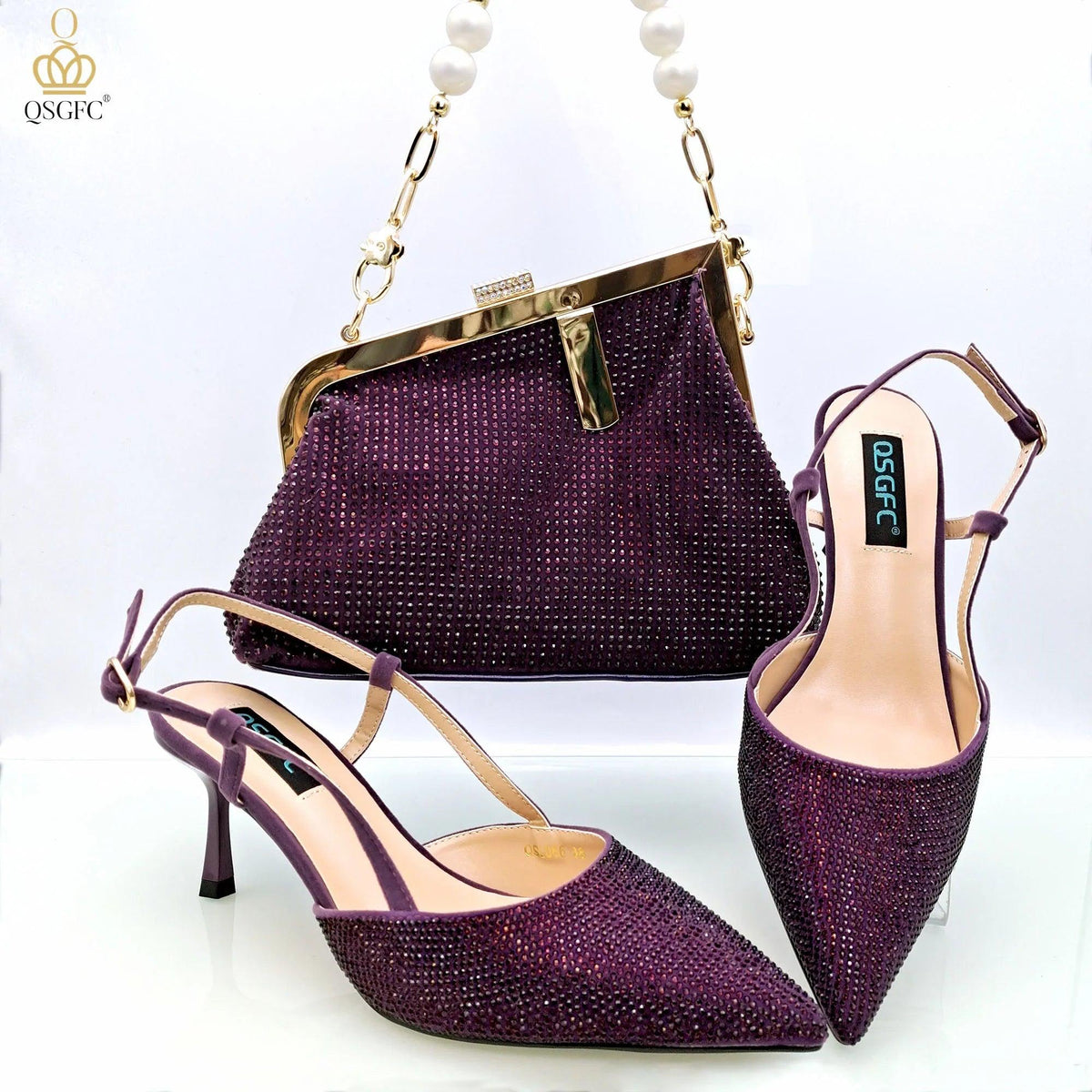 Fashion Shoulder Bag and Strap High Heels Set