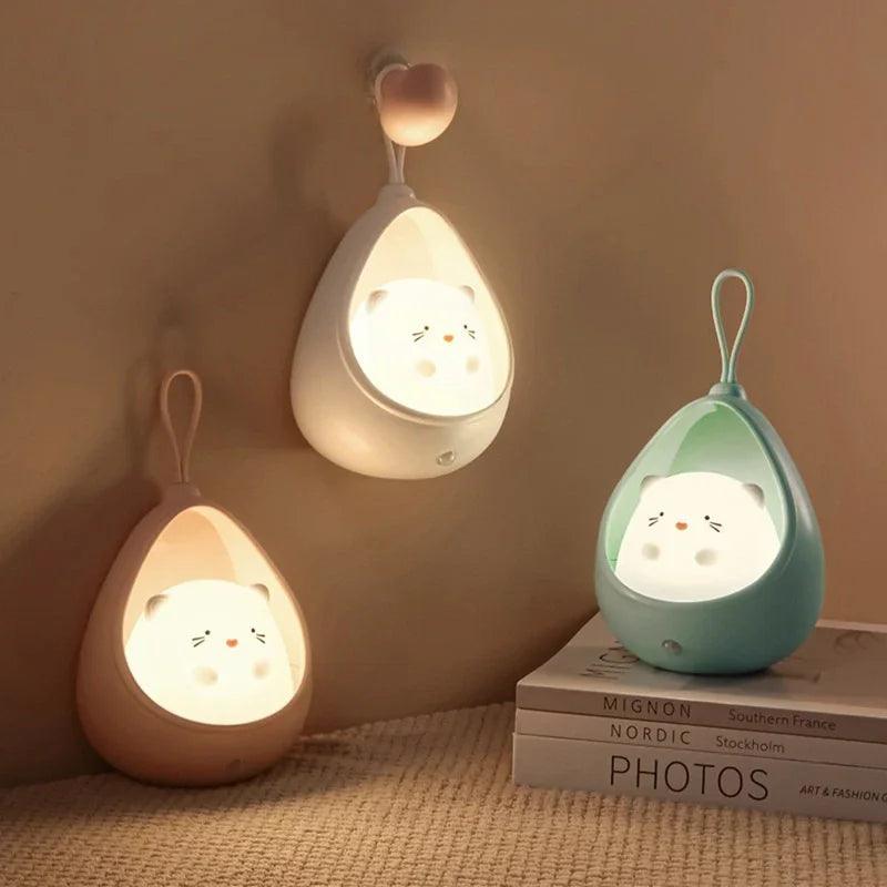 LED Night Light Intelligent Human Sensing USB Rechargeable Sleep Light Bedroom Bedside Corridor Desktop Decoration Table Lamp