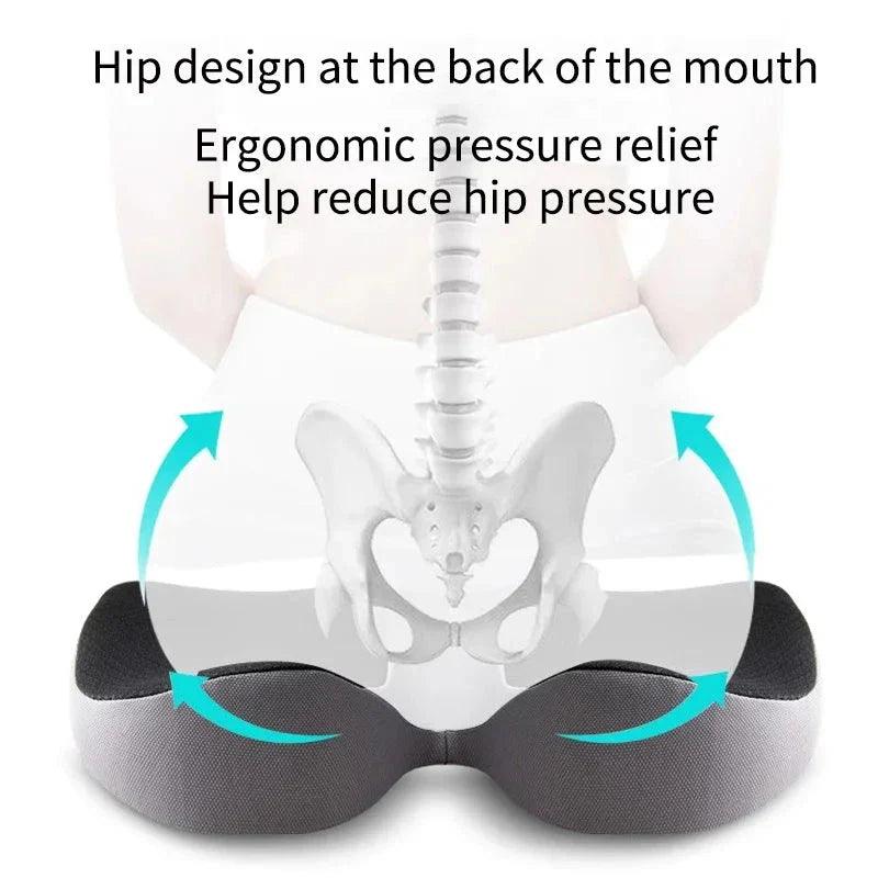 Orthopedic Memory Foam Seat Cushion – Non-Slip Tailbone & Sciatica Relief Pillow for Office Chair and Car Seat