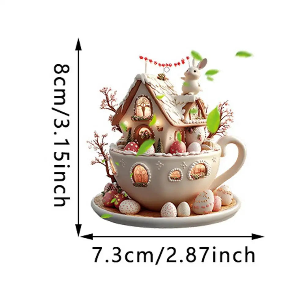 Christmas Coffee Cup Ornaments Coffee Mug Decorative Tree Hanging 2025 Xmas Navidad 2026 New Year Easter Bunny Party Supplies