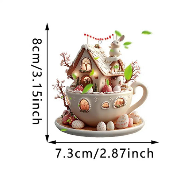 Christmas Coffee Cup Ornaments Coffee Mug Decorative Tree Hanging 2025 Xmas Navidad 2026 New Year Easter Bunny Party Supplies