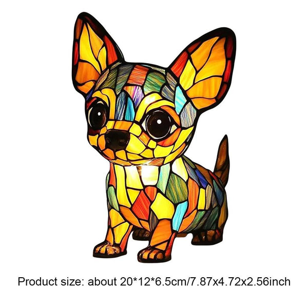 Animal Resin Night Light LED Desk Lamp Nightstand Lamp Resin Stained Dog Tabletop Night Light Cute Pet Dogs for Bedroom Ornament