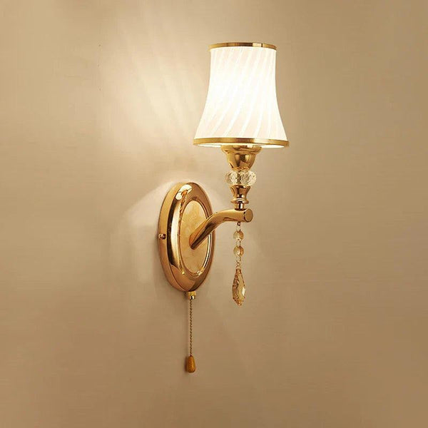 Nordic LED Wall Sconce with Switch Glass Shade Bedroom Bedside Living Room