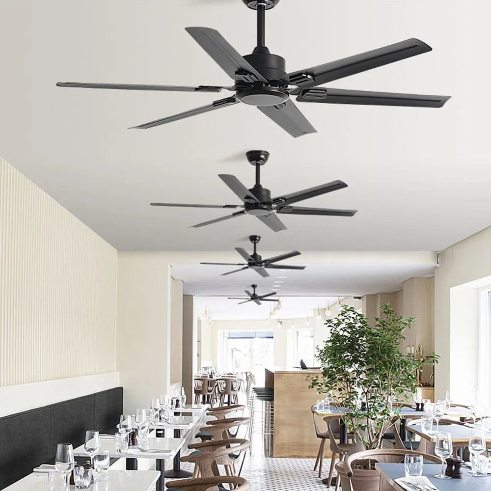 DecorBites™ Large 6-Blade Stainless Steel Ceiling Fan for Living Room, Bedroom, Office Decorbites