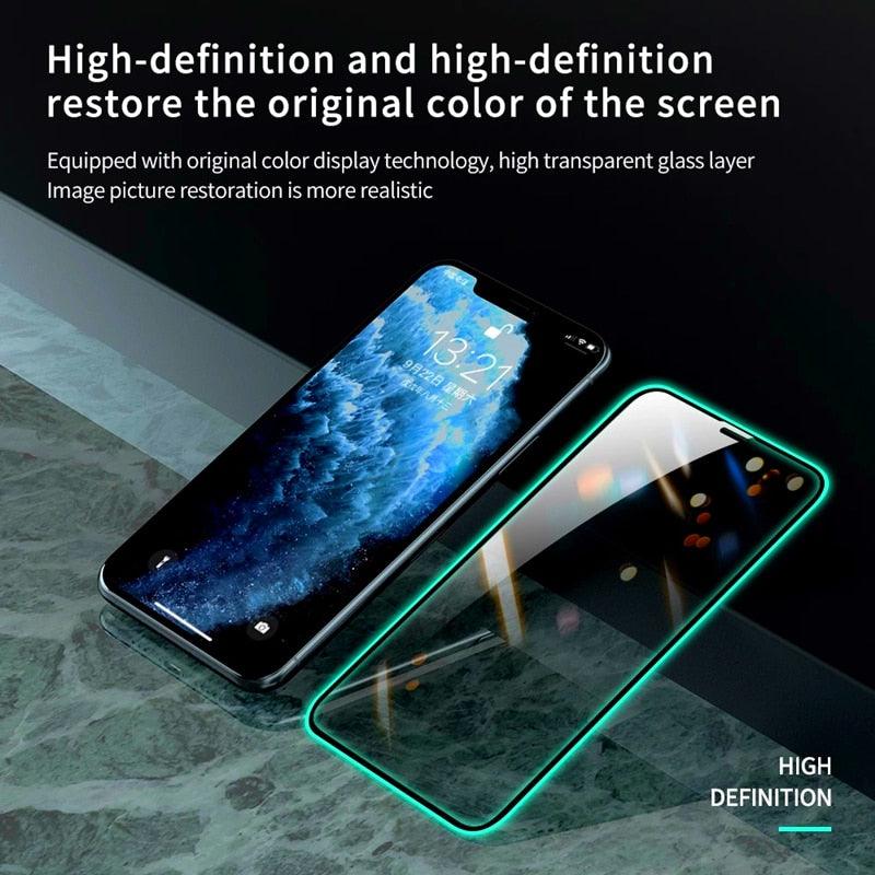 3Pcs Luminous Screen Protectors for iPhone 14 11 Pro Max 12 Mini XR X XS Glowing Tempered Glass for IPhone 13 Pro MAX 8 7 Plus Tempered-Glass Screen Protector Compatible with iPhone