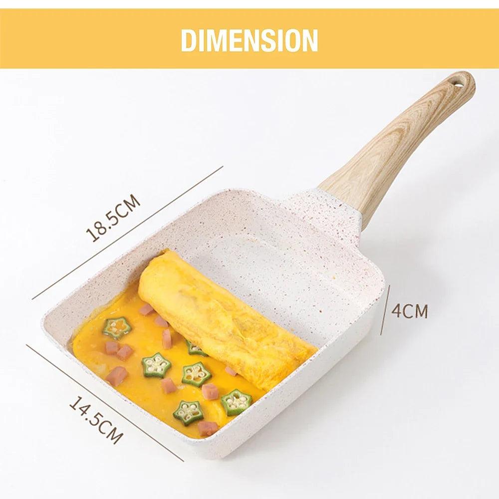 Nonstick Tamagoyaki Pan Japanese Omelette Egg Pan Rectangular Egg Roll Pan with Detachable Anti Scalding Handle for All Stove