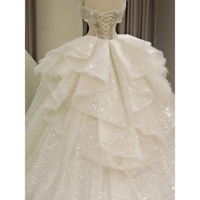 New Off Shoulder Wedding Dress Luxury Bridal Gown EDW324