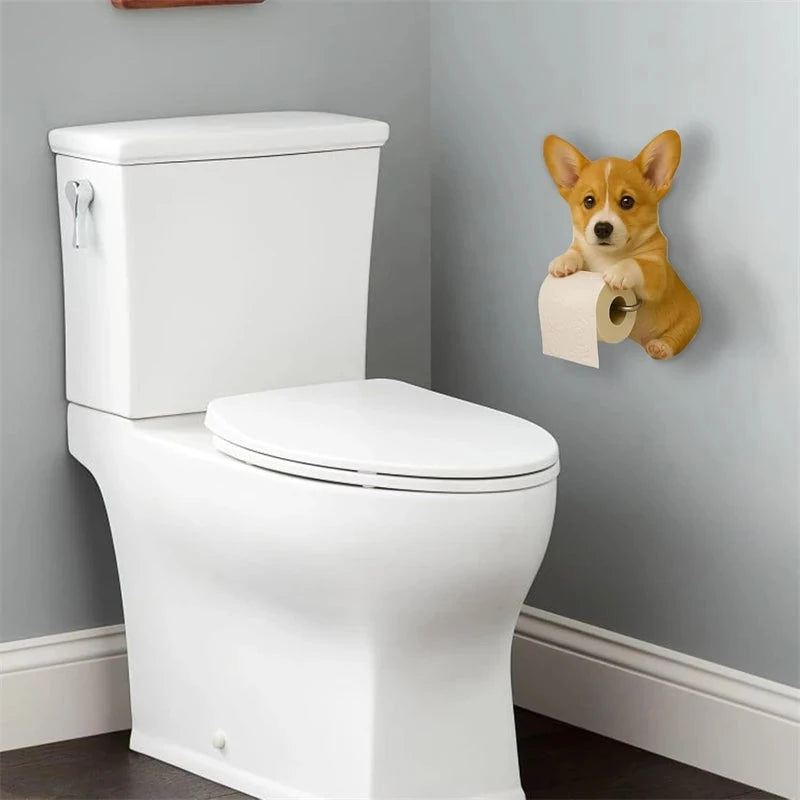 1 PCS Funny Dog Toilet Paper Holder Wall Mounted Resin Animal Statue Bathroom Tissue Roll Organizer Home Decor DSers Fulfillment