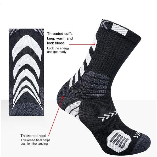 3Pairs Athletic Sport Running Socks Breathable Mesh Thick Compression Sweat Absorb Professional Basketball & Cycling Socks