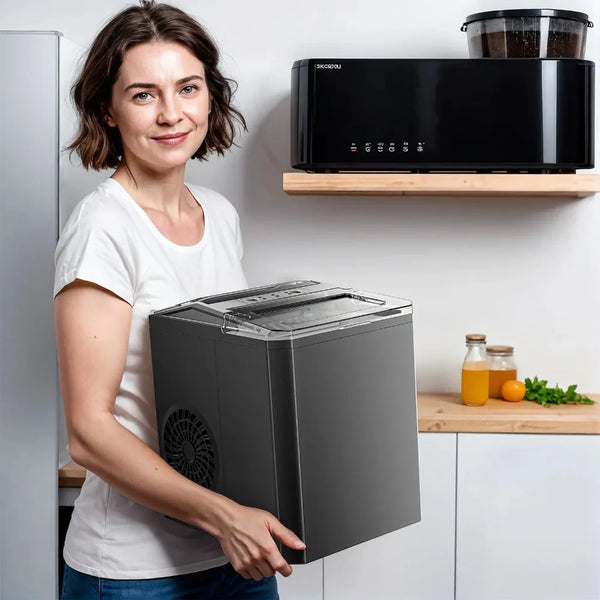 Countertop Ice Maker 26 lbs/24h 9 Cubes/6 Mins with Self-Cleaning Bullet Ice Maker for Home Office Bar Party,home appliance,bar